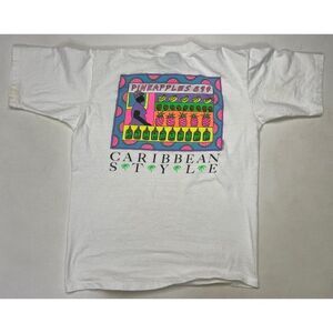 VINTAGE Caribbean Style 1989 Graphic T-shirt Men Large Art USA 80s Single Stitch